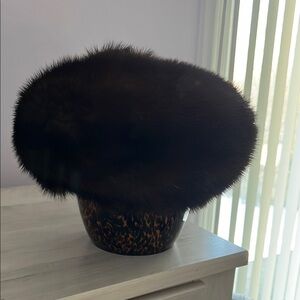 Elegant dark brown mink fur hat